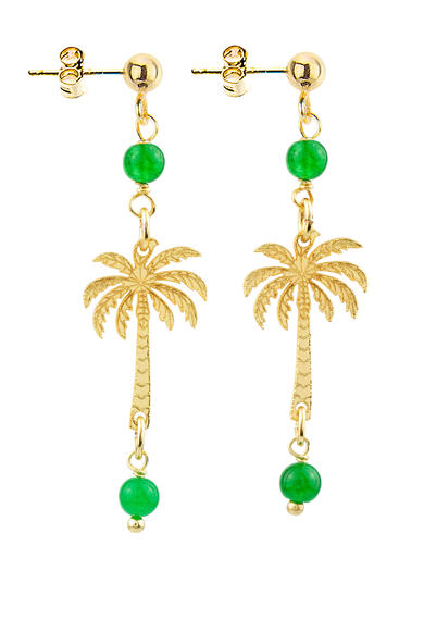 Orecchini Mini Ottone Palma Verde - Lebole Maison