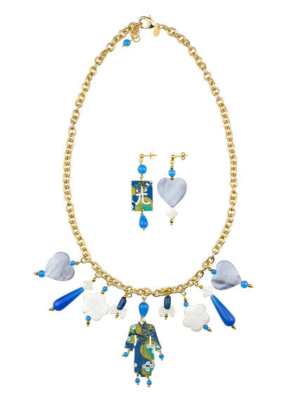 Parure Girocollo Kimono Solo Io Azzurro - Lebole Maison