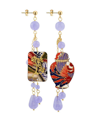 Orecchini Vaso Ciuffo Corto Lilla - Lebole Maison