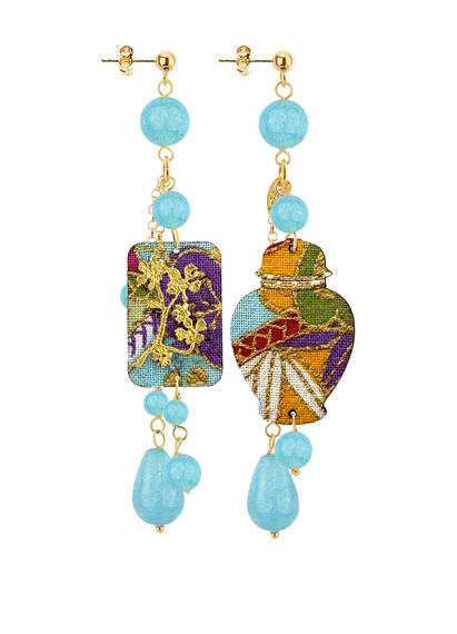 Orecchini Vaso Ciuffo Corto Celeste Sfumato - Lebole Maison