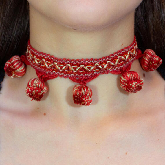 Choker Passamaneria Nappe Rosso - Lebole Maison