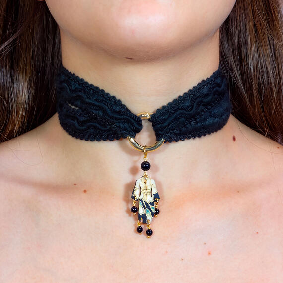 Choker Passamaneria Kimono Mini Nero - Lebole Maison