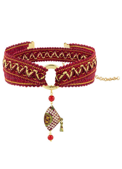 Choker Passamaneria Ventaglio Mini Rubino - Lebole Maison