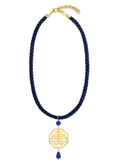 Collana Passamaneria Cordoncino Shou Blu - Lebole Maison