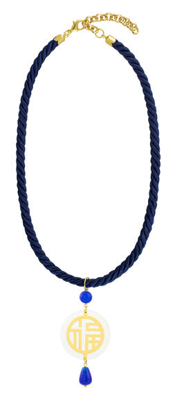 Collana Passamaneria Cordoncino Lu Plexi Blu - Lebole Maison