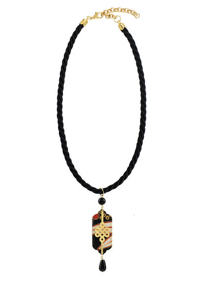 Collana Passamaneria Cordoncino Infinito Nero - Lebole Maison
