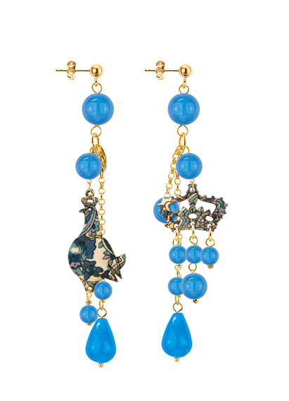 Regalina Short Tuft Earrings In Blue - Lebole Maison