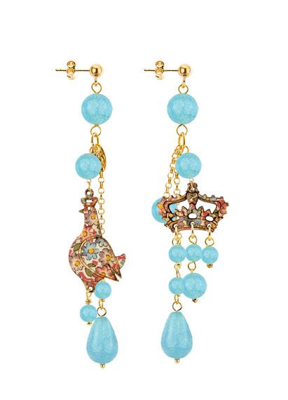 Regalina Short Tuft Earrings In Light Blue Shaded - Lebole Maison