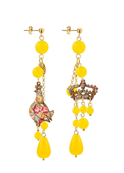 Regalina Short Tuft Yellow Earrings - Lebole Maison