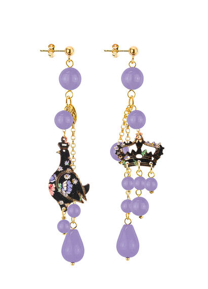 Regalina Short Tuft Earrings In Lilac - Lebole Maison
