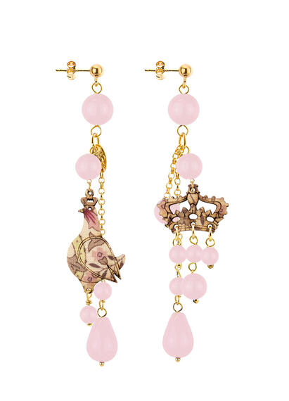 Regalina Short Pink Tuft Earrings - Lebole Maison