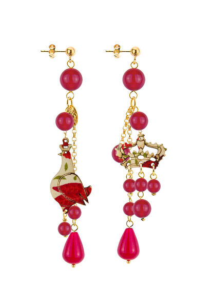 Regalina Short Tuft Ruby Earrings - Lebole Maison