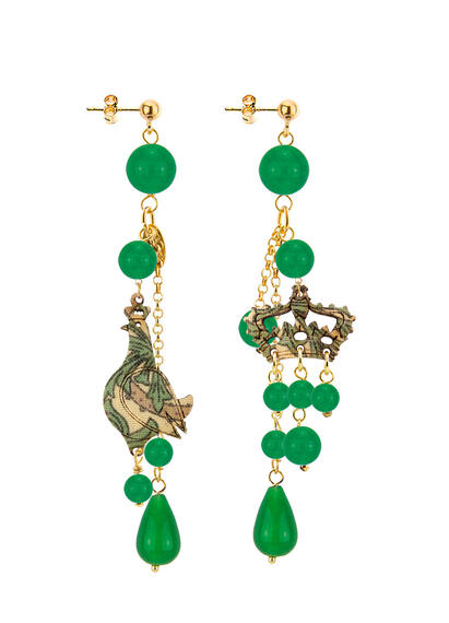 Orecchini Regalina Ciuffo Corto Verde - Lebole Maison