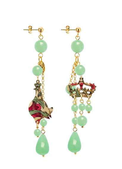 Regalina Short Tuft Earrings In Jade Green - Lebole Maison