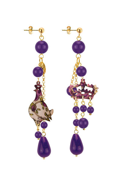 Regalina Short Purple Tuft Earrings - Lebole Maison