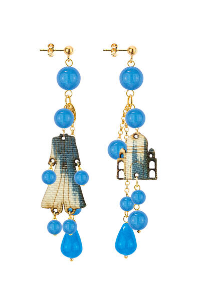 Architecture Earrings Short Tuft Blue - Lebole Maison