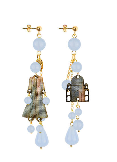 Light Blue Short Tuft Architecture Earrings - Lebole Maison