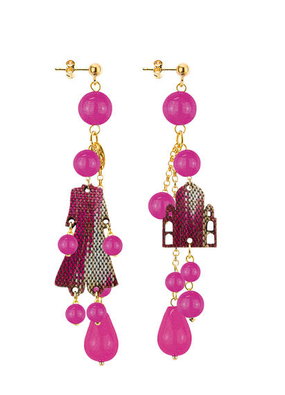 Orecchini Architettura Ciuffo Corto Fucsia - Lebole Maison