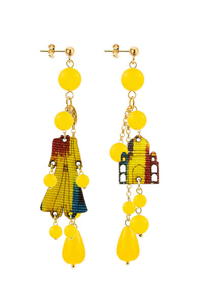 Yellow Short Tuft Architecture Earrings - Lebole Maison