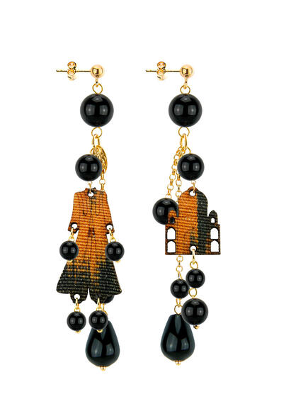 Black Short Tuft Architecture Earrings - Lebole Maison