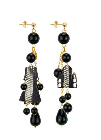 Black Short Tuft Architecture Earrings - Lebole Maison
