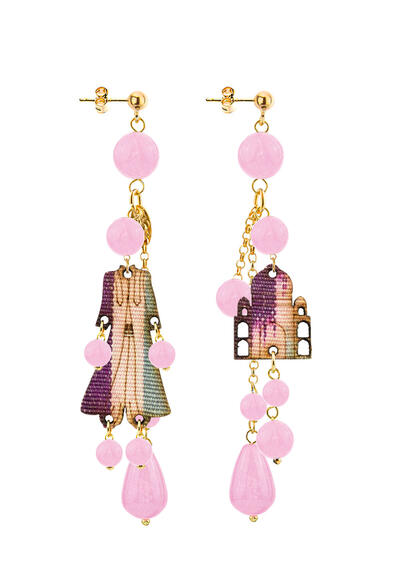 Fluorescent Pink Short Tuft Architecture Earrings - Lebole Maison