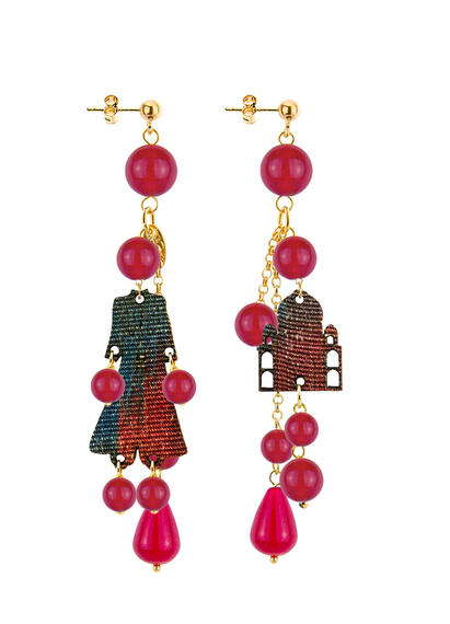 Ruby Short Tuft Architecture Earrings - Lebole Maison
