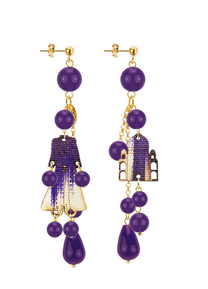 Purple Short Tuft Architecture Earrings - Lebole Maison