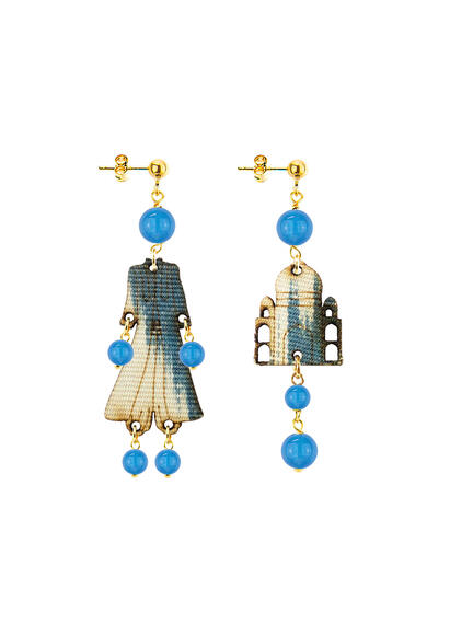 Mini Blue Architecture Earrings - Lebole Maison