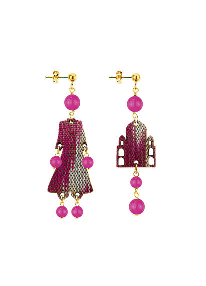 Mini Fuchsia Architecture Earrings - Lebole Maison