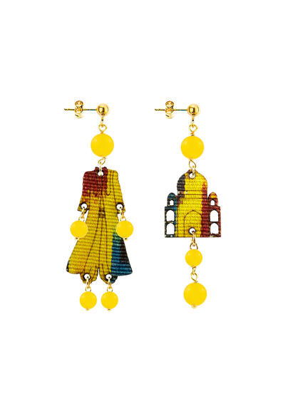 Mini Yellow Architecture Earrings - Lebole Maison