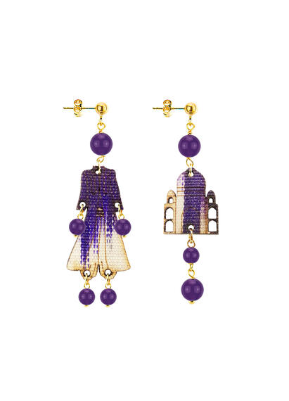Mini Purple Architecture Earrings - Lebole Maison