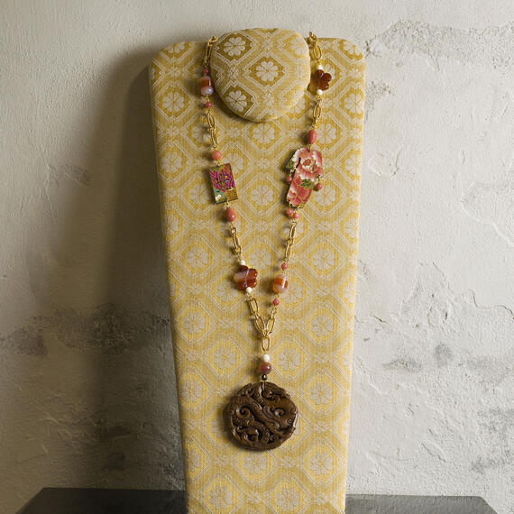 Solo Io Shaded Pink Kimono Necklace - Lebole Maison