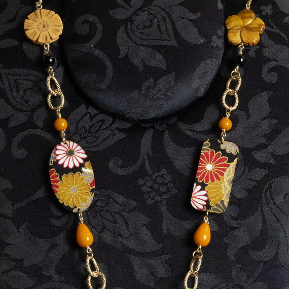 Collana Solo Io Fiori Marroni Pietre Nero - Lebole Maison