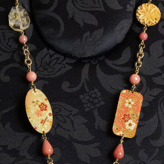 Solo Io Necklace With Shaded Pink Flowers - Lebole Maison