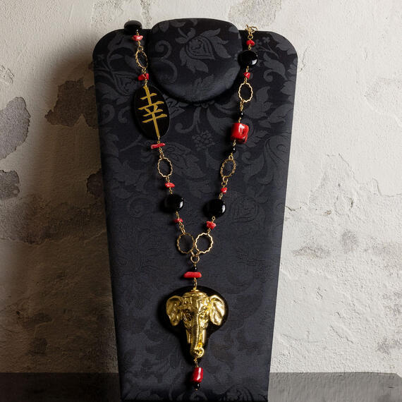 Collana Solo Io Kanji Fortuna Plexi Ed Elefante - Lebole Maison