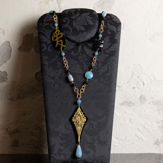 Collana Solo Io Kanji Amore Plexi Azzurro - Lebole Maison