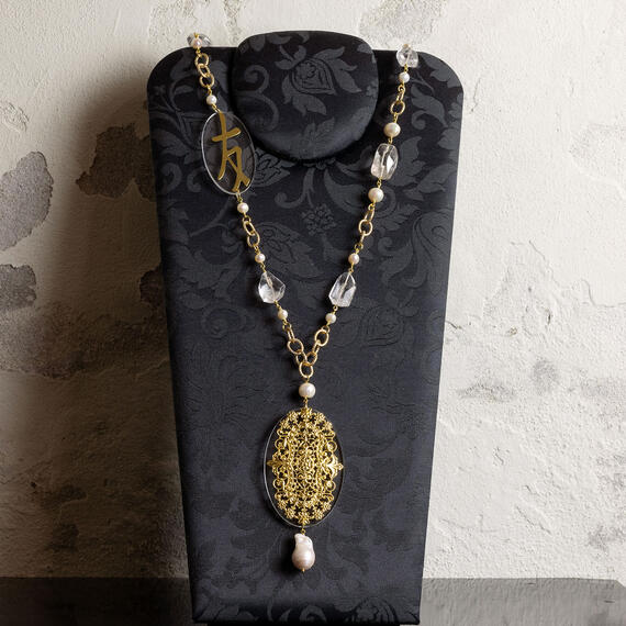 Collana Solo Io Kanji Amicizia Plexi Filigrana Ovale - Lebole Maison