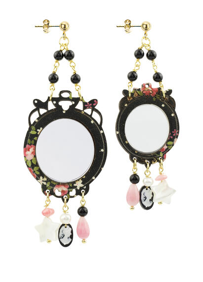 Orecchini Specchio Rosa Nero - Lebole Maison