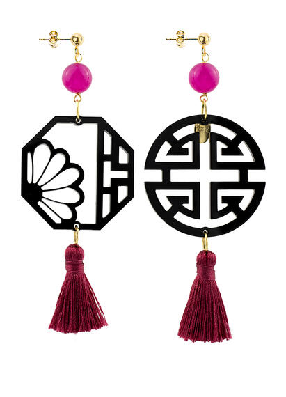 Orecchini Fu Plexi Nappa Fucsia - Lebole Maison