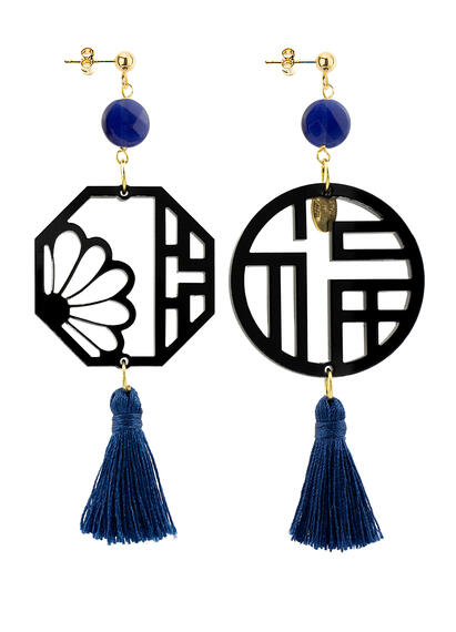 Orecchini Lu Plexi Nappa Blu - Lebole Maison