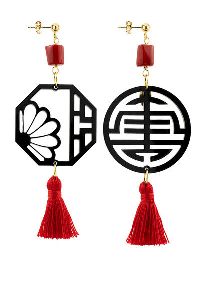 Orecchini Shou Plexi Nappa Rubino - Lebole Maison