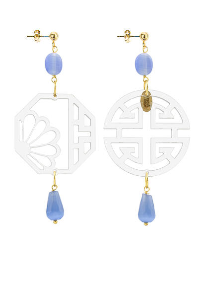 Orecchini Fu Plexi Trasparente Pietra Celeste - Lebole Maison