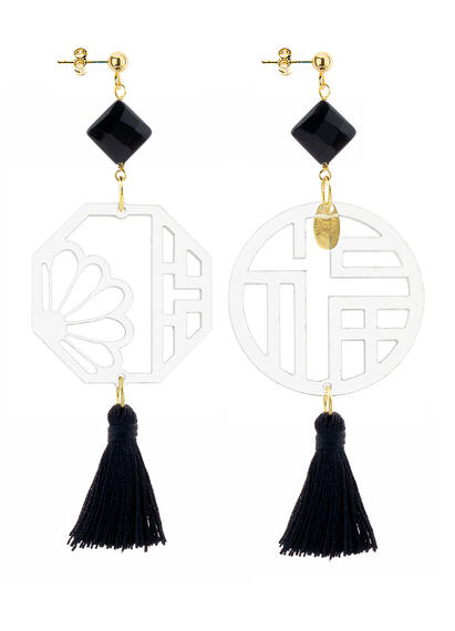 Orecchini Lu Plexi Trasparente Nappa Nero - Lebole Maison