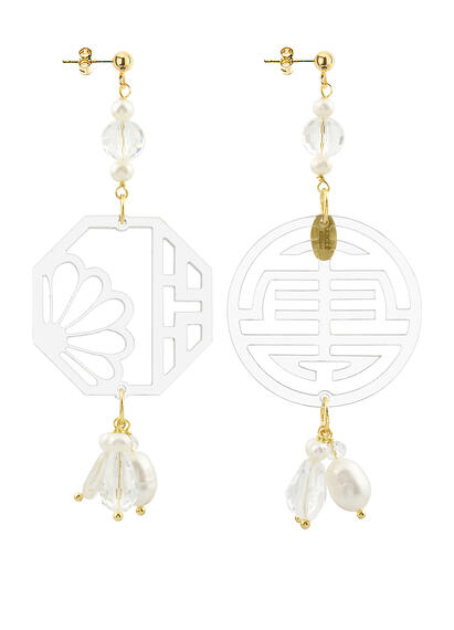 Orecchini Shou Plexi Trasparente Pietra Perla - Lebole Maison