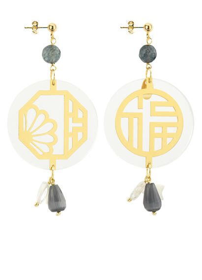 Orecchini Lu Plexi Trasparente Grigio - Lebole Maison