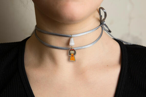 Collana Tessuto Shape Bambina Grigio - Lebole Maison