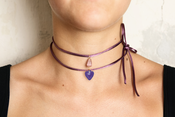 Collana Tessuto Shape Cuore Viola - Lebole Maison