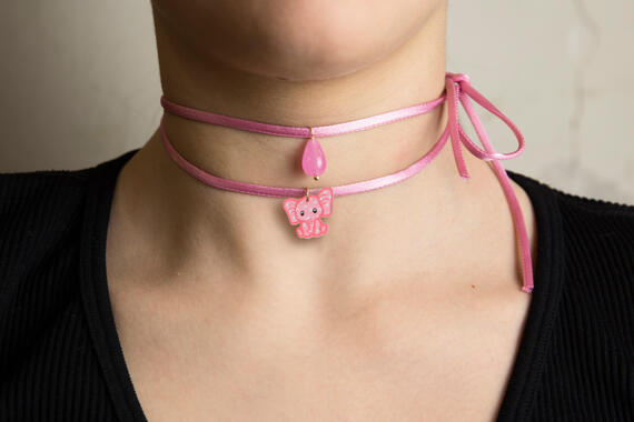Collana Tessuto Shape Elefante Rosa - Lebole Maison