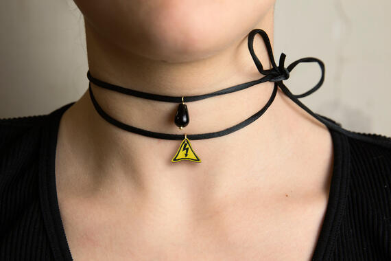 Collana Tessuto Shape Tensione Nero - Lebole Maison